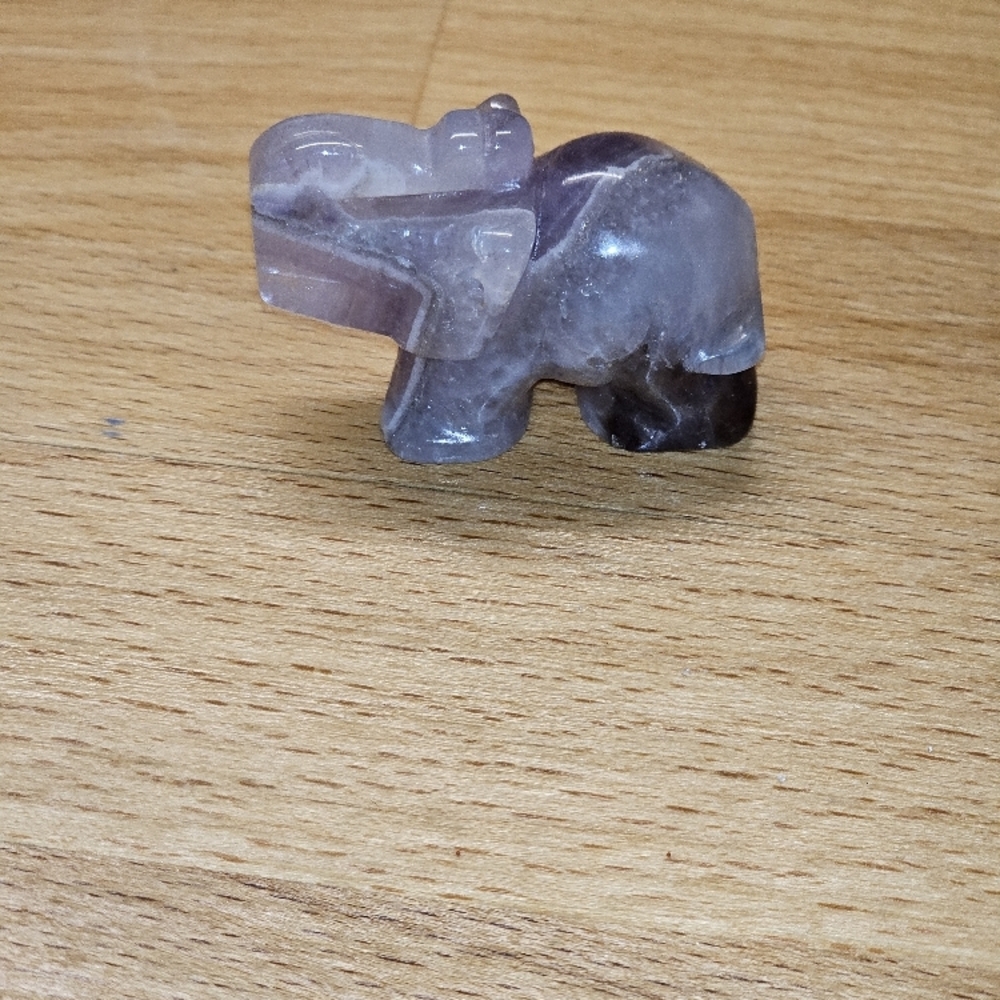 Hand-Carved Amethyst Elephant Figurine